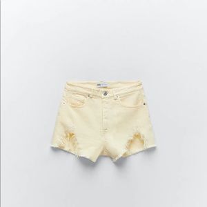 Zara Pastel Yellow Denim Shorts